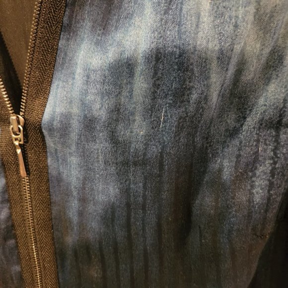 Elie Tahari | Zip Front Black and Blue Watercolor Sleeveless Shift Dress, Size 6 - Picture 9 of 9